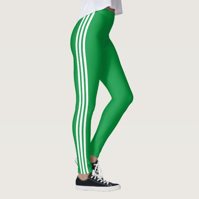 Vita sidostrecks gröna Leggings Anpassade Färger (Höger)