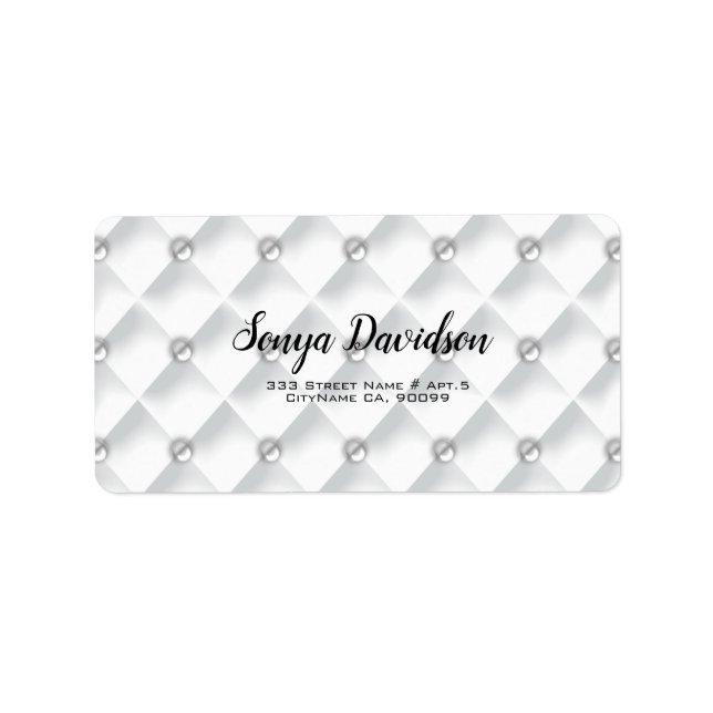 Vita Silke med Pärlor Adressetikett (Framsidan)