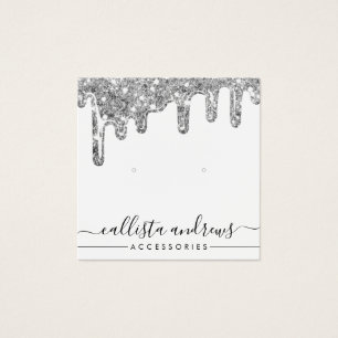 Vita Silver-chunky-Glitter-drivrutiner - Visning Fyrkantigt Visitkort