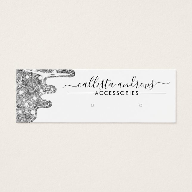 Vita Silver-chunky-Glitter-drivrutiner - Visning Litet Visitkort (Framsidan)