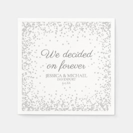 Vita Silver Glitter Bröllop, som vi beslutade om f Pappersservett