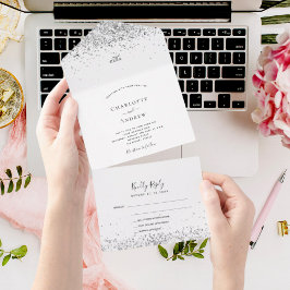 Vita silver glitter-glittrar elegant bröllop