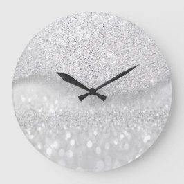 Vita Silver Grått Glitter Minimal Ombre Glam Stor Klocka