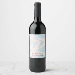 Vita sjöstjärnor & Blå Burlap Beach-vinsetiketter Vinflaska Etikett