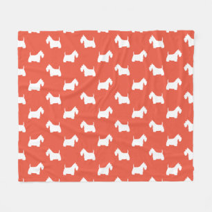 Vita skotska terriers  Scottie Hund Silhouettes Fleecefilt