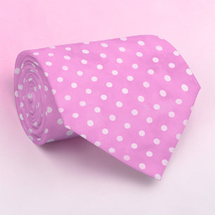 Vita små prickar på rosa slips