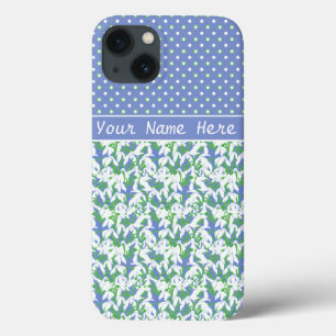 Vita snäckor Mönster och Polka dots på Blå
