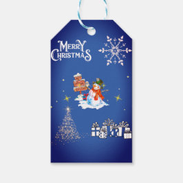 Vita snö-jul presentetikett