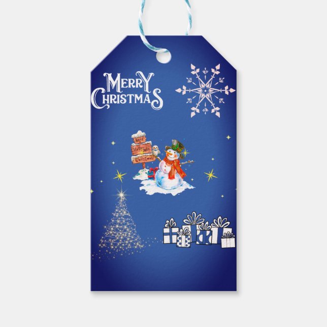 Vita snö-jul presentetikett (Framsidan)