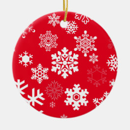 Vita Snöflingor - Anpassadets bakgrund Färg Julgransprydnad Keramik