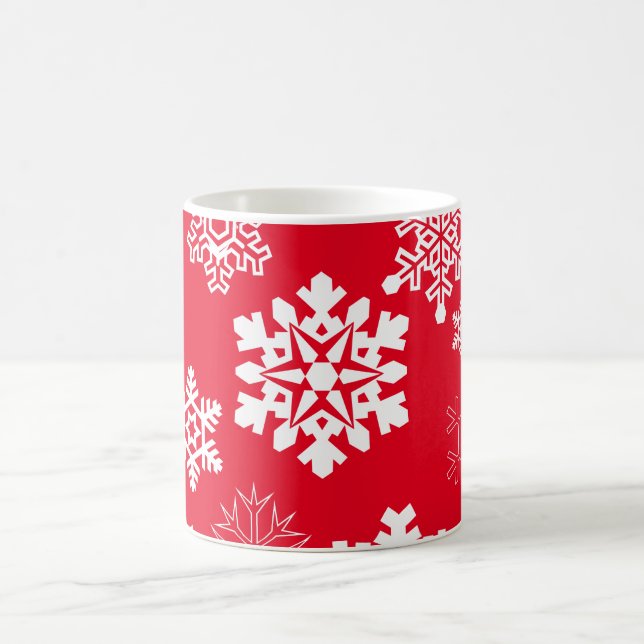 Vita Snöflingor - Anpassadets bakgrund Färg Kaffemugg (Center)