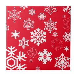Vita Snöflingor - Anpassadets bakgrund Färg Kakelplatta