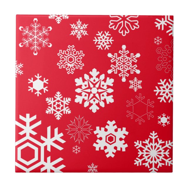 Vita Snöflingor - Anpassadets bakgrund Färg Kakelplatta (Framsidan)