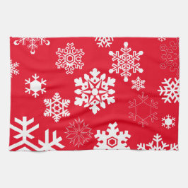Vita Snöflingor - Anpassadets bakgrund Färg Kökshandduk