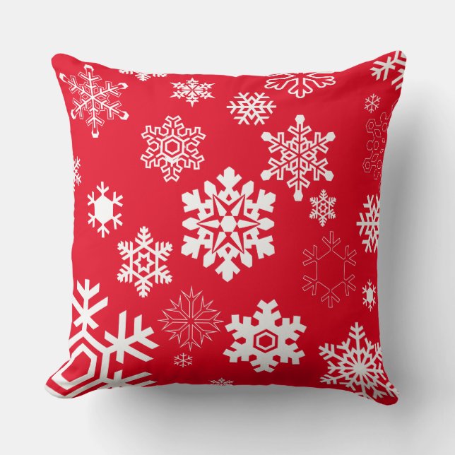 Vita Snöflingor - Anpassadets bakgrund Färg Kudde (Framsida)