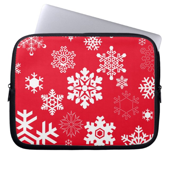 Vita Snöflingor - Anpassadets bakgrund Färg Laptop Sleeve (Framsidan)