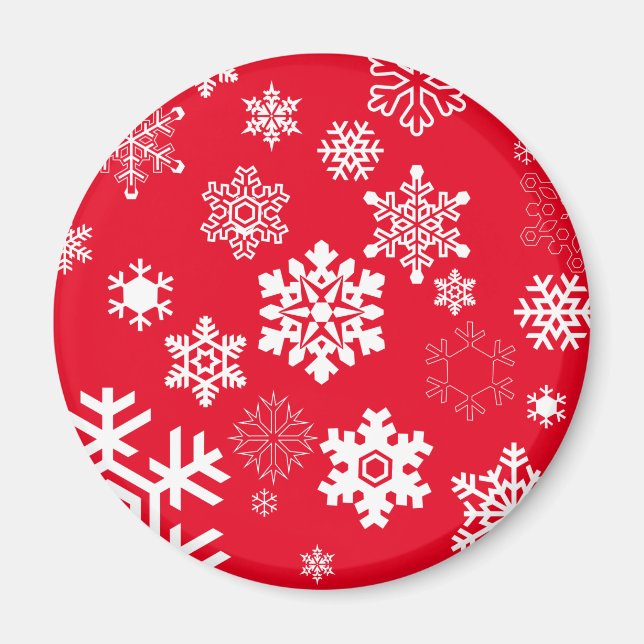 Vita Snöflingor - Anpassadets bakgrund Färg Magnet (Framsidan)