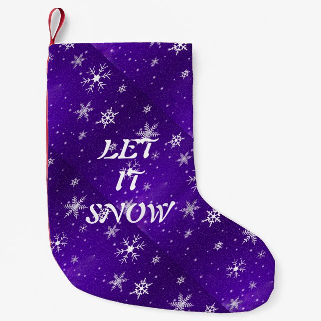 Vita snöflingor Blå-lila julstrumpa (Framsidan)