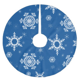 Vita snöflingor Blå Trädskört Julgransmatta Borstad Polyester