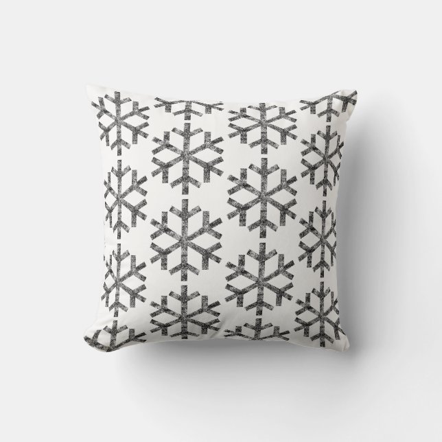 Vita snöflingor för soffa soffa chaiselong kudde (Framsida)