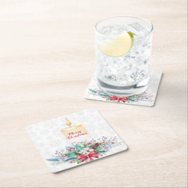 Vita Snöflingor och Dekorationen Jul Underlägg Papper Kvadrat