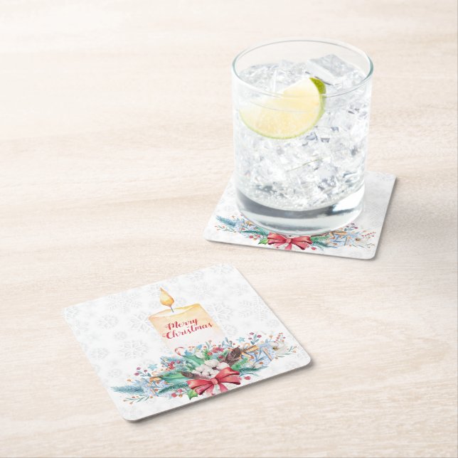 Vita Snöflingor och Dekorationen Jul Underlägg Papper Kvadrat (Insitu)