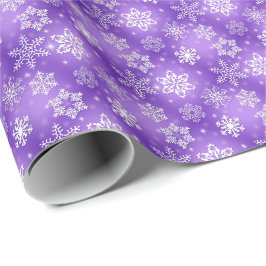 vita snöflingor på lila presentpapper