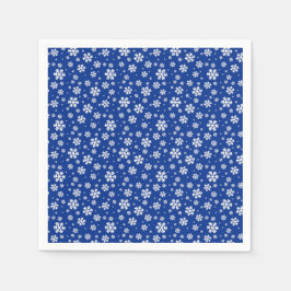 Vita Snöflingor på Mörk blått vinter Mönster Pappersservett