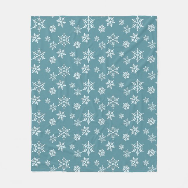 Vita snöflingor på turkos filt (Framsidan)