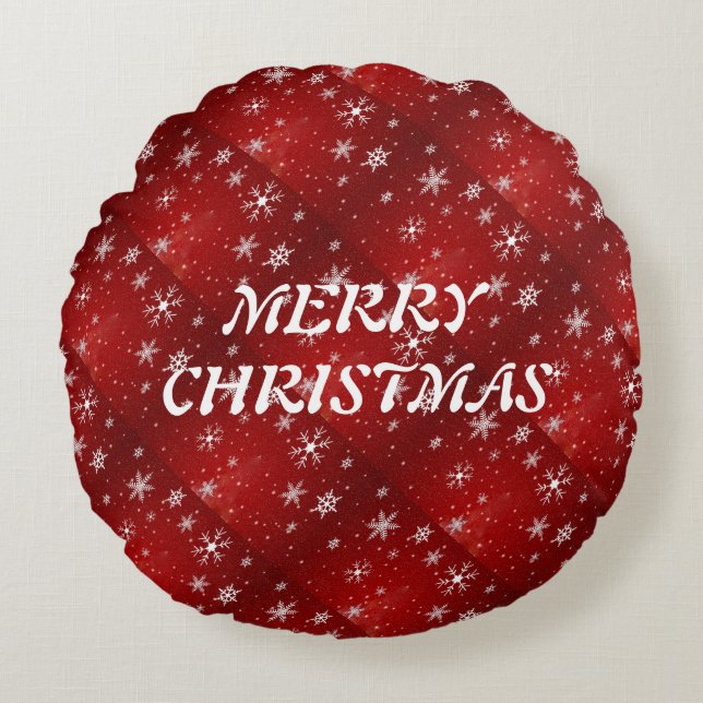 Vita Snöflingor Red Background Dekorativ kudde (Framsidan)