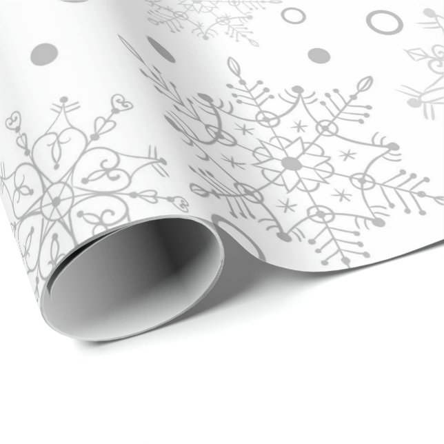 Vita Snöflingorna Presentpapper (Rullad Hörn)