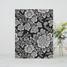 Vita Snöre-Blommigtar på Black