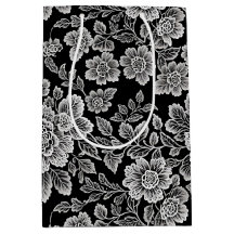 Vita Snöre-Blommigtar på Black