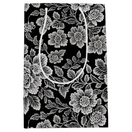 Vita Snöre-Blommigtar på Black