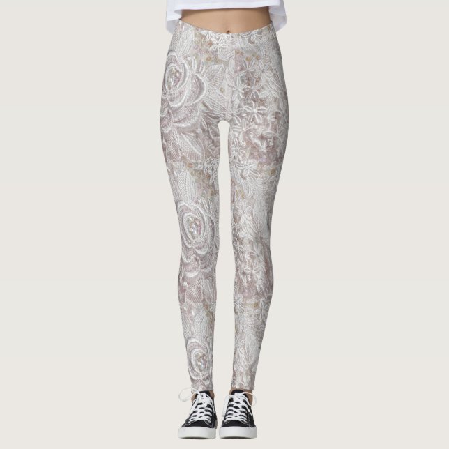 Vita Snöre Bröllop Leggings (Framsida)