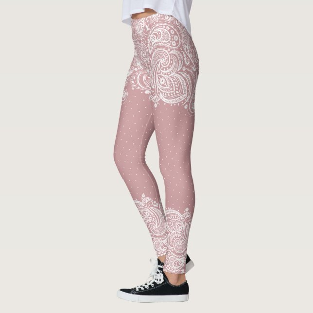 Vita Snöre & Dots Girly Design Leggings (Vänster)