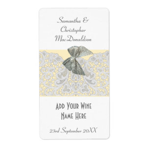 Vita snöre, färg bröllop, flaska vid vin fraktsedel