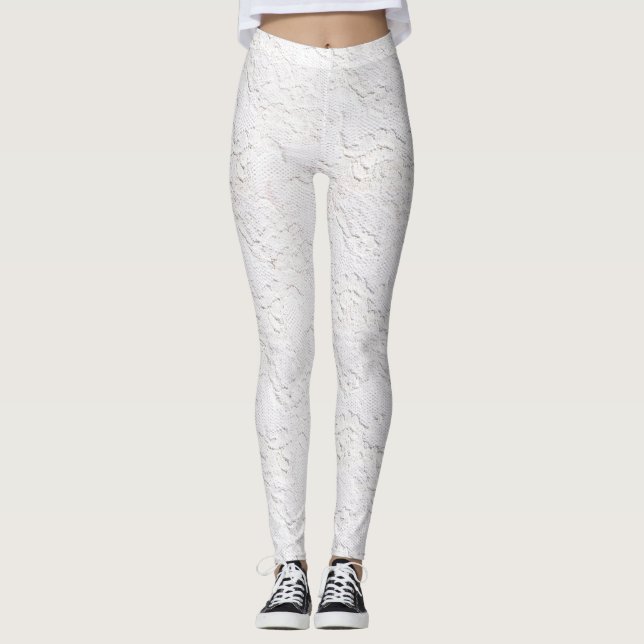 Vita Snöre Mönster Leggings (Framsida)