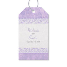 Vita snöre på lila tack för att bröllopet gynnar m