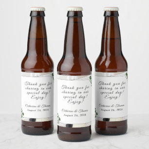 Vita Snöre & Ro Löv Food & Beverage Label Set Ölflaska Etikett