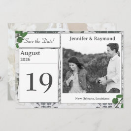 Vita Snöre & Ro Löv sparar datumkortet Spara Datumet