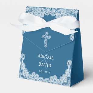 Vita Snöre vid den blå Religiösan Bröllop Tält Presentaskar