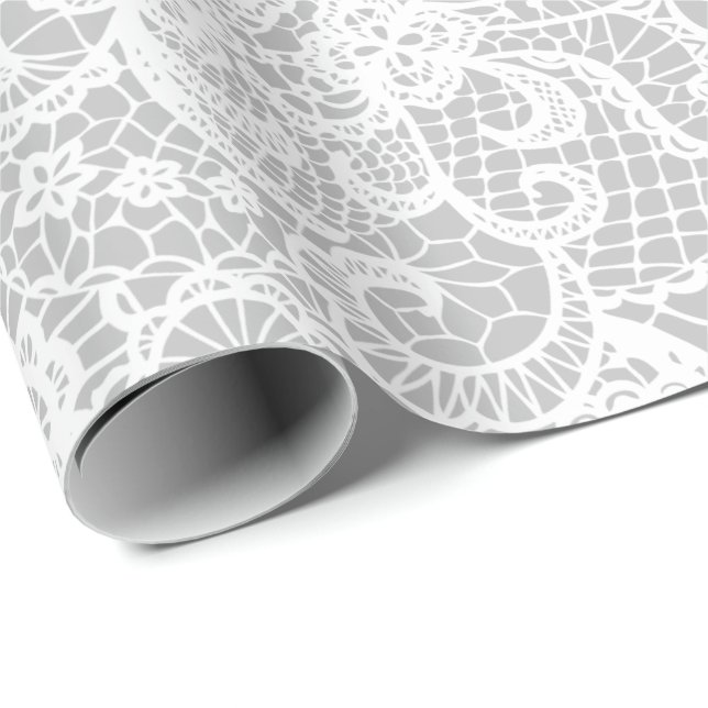 Vita Snöre vid Silver Presentpapper (Rullad Hörn)