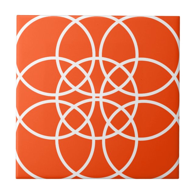 Vita Spiral-cirklar på Bright Orange Kakelplatta (Framsidan)