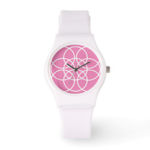 Vita Spiral-kretsar på Rosa Armbandsur