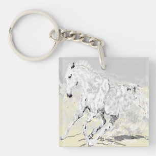 Vita Stallion i Rörelse
