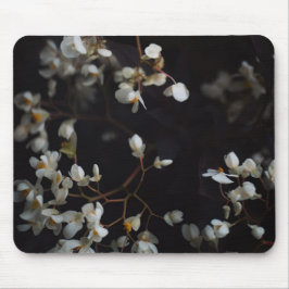 Vita stämningsblommor på mörk bakgrund musmatta