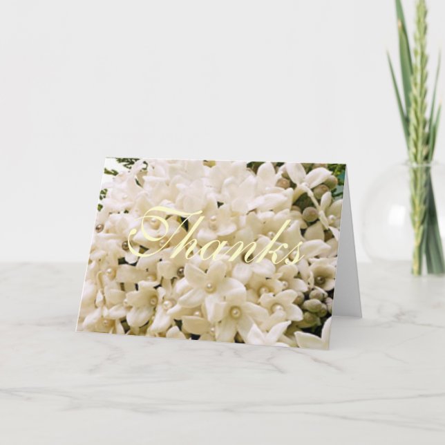 Vita Stephanotis Blommiga Tacksamtbrev Tack Kort (Framsida)