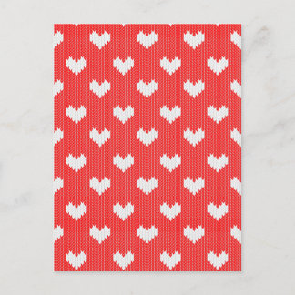 Vita Sticka Hearts Mönster på Röda Kärlek Vykort