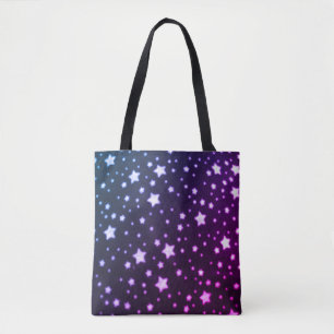 Vita stjärnor i blå bakgrundsdesigner Tote Bag Tygkasse
